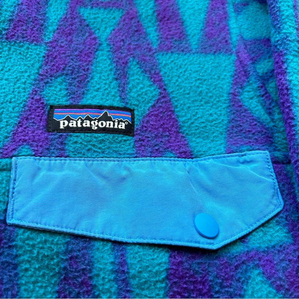 Patagonia Teal Purple Tribal Geo Synchilla Snap Fleece Pullover - Picture 6 of 14